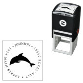 Tampon Auto-encreur Étiquette de retour de l'illustration dauphin mign (En situation)