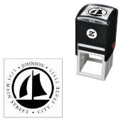 Tampon Auto-encreur Étiquette de retour Silhouette de voilier (En situation)