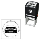 Tampon Auto-encreur Étiquette de retour simple dessin de voiture (En situation)