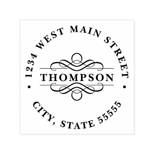 Tampon Auto-encreur Étiquette de retour simple Monogramme (Design)