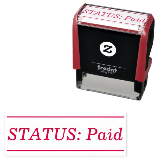 Tampon Auto-encreur Étiquette en caoutchouc minimale "STATUT : Paid" (En situation)