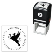 Tampon Auto-encreur Étiquette retour Heraldry Fierce Griffin (En situation)