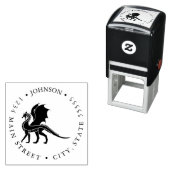 Tampon Auto-encreur Étiquette retour Silhouette Dragon Chinois Fierce (En situation)