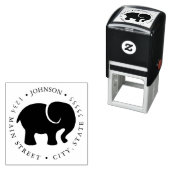 Tampon Auto-encreur Étiquette retour Silhouette Eléphant mignon (En situation)