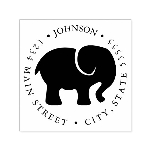Tampon Auto-encreur Étiquette retour Silhouette Eléphant mignon (Design)