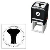 Tampon Auto-encreur Étiquette retour Silhouette Eléphant mignon (En situation)