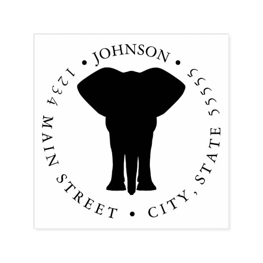 Tampon Auto-encreur Étiquette retour Silhouette Eléphant mignon (Design)