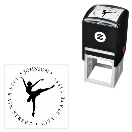 Tampon Auto-encreur Étiquette retour simple Ballerina Silhouette (En situation)