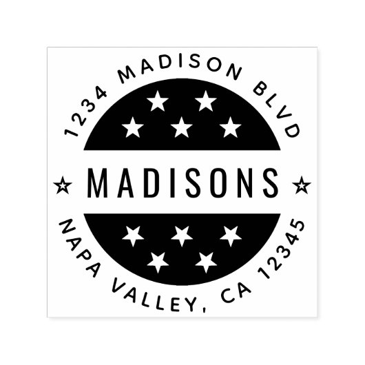 Tampon Auto-encreur Étoile Arrondi Script Retourner l'adresse auto-écr (Design)