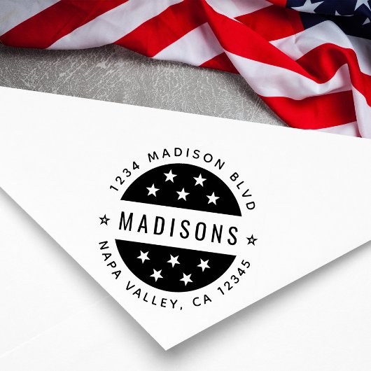 Tampon Auto-encreur Étoile Arrondi Script Retourner l'adresse auto-écr