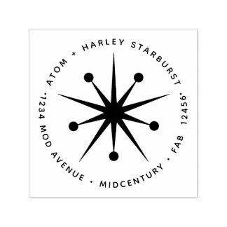 Tampon Auto-encreur Étoile de démarrage atomique minimaliste moderne d