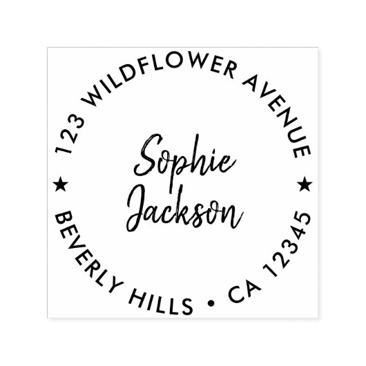 Tampon Auto-encreur Étoile moderne | Adresse de retour d'arrondi manus (Design)