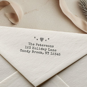 Tampon Auto-encreur Étoiles de coeur rétro dessinées à la main Famille