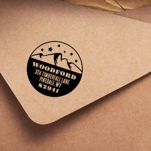 Tampon Auto-encreur Étoiles et sommets de montagne rustiques