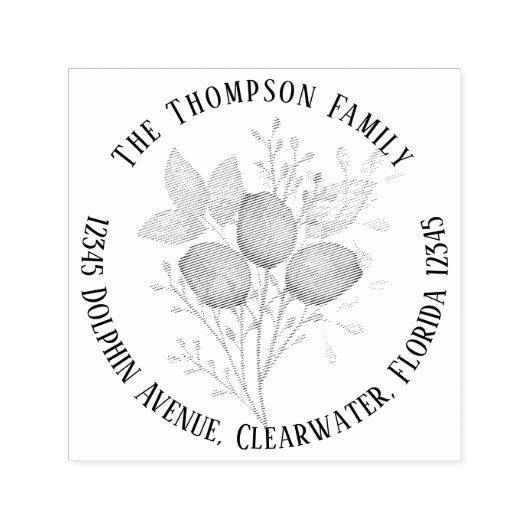 Tampon Auto-encreur Euacalyptus Moderne Simple Classe de retour Adress (Design)