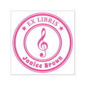 Tampon Auto-encreur Ex Libris avec clé de musique | Rose (Design)