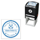 Tampon Auto-encreur Ex Libris avec | Deux Ancres (En situation)