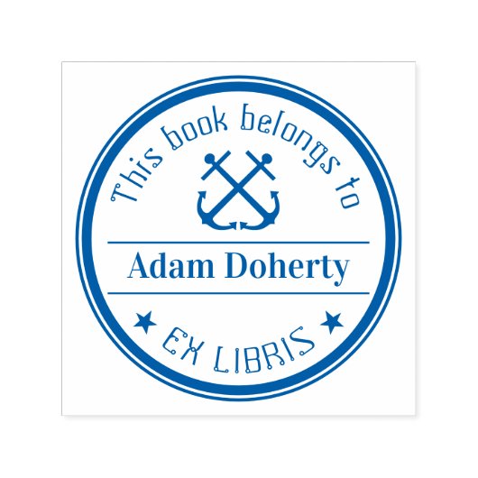 Tampon Auto-encreur Ex Libris avec | Deux Ancres (Design)