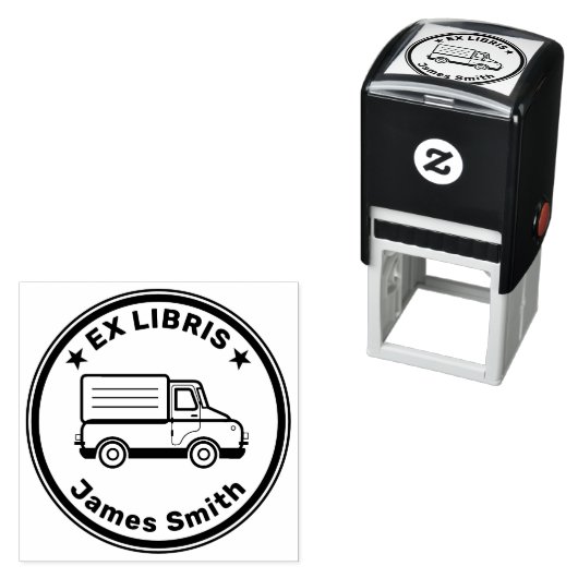 Tampon Auto-encreur Ex Libris avec voiture (En situation)