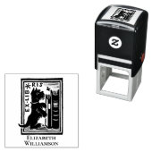 Tampon Auto-encreur Ex Libris Chien Boite Livre Retour (En situation)