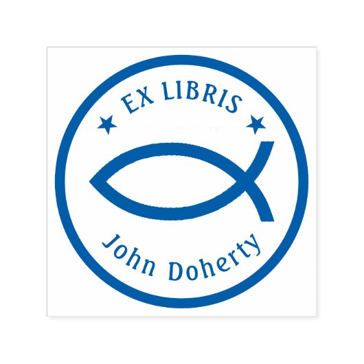 Tampon Auto-encreur Ex Libris Christian Fish | Personnalisable (Design)
