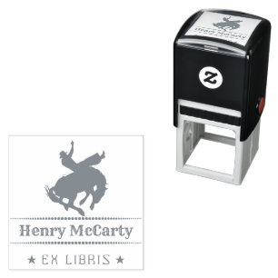 Tampon Auto-encreur Ex Libris   Cowboy Rodeo Hors Self-inking Stamp