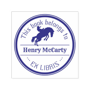 Tampon Auto-encreur Ex Libris   Cowboy Rodeo Horse