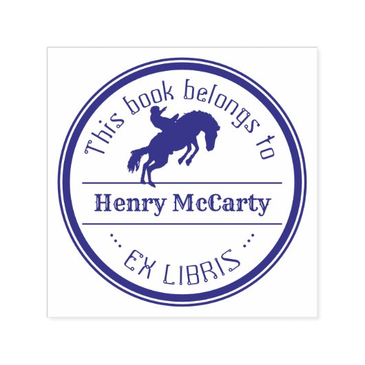 Tampon Auto-encreur Ex Libris | Cowboy Rodeo Horse (Design)