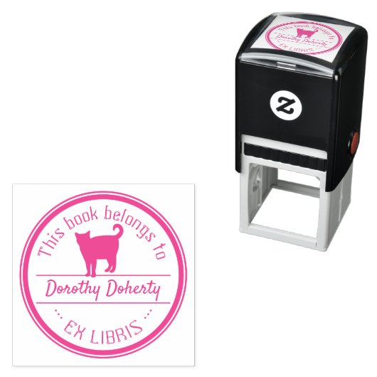 Tampon Auto-encreur Ex Libris | Cute chat (En situation)