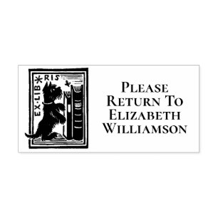 Tampon Auto-encreur Ex Libris Dog Boplate Library Book Return