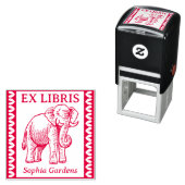 Tampon Auto-encreur Ex Libris - Elephant Indien - Bordé (En situation)