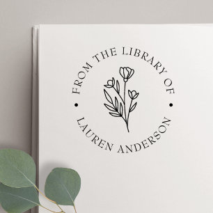 Tampon Auto-encreur Ex libris floral élégant