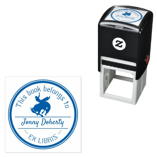 Tampon Auto-encreur Ex Libris | Joli Rodeo Cowboy (En situation)