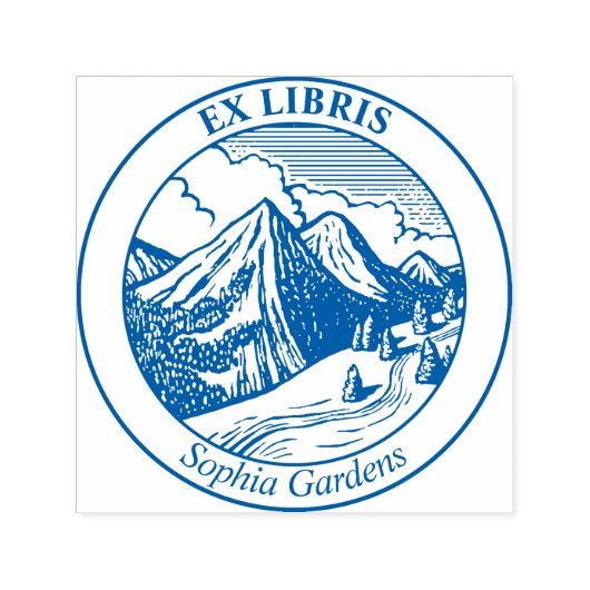 Tampon Auto-encreur Ex Libris - Paysage alpin (Design)