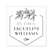 Tampon Auto-encreur Ex-libris personnalisé de bibliothèque botanique P (Design)