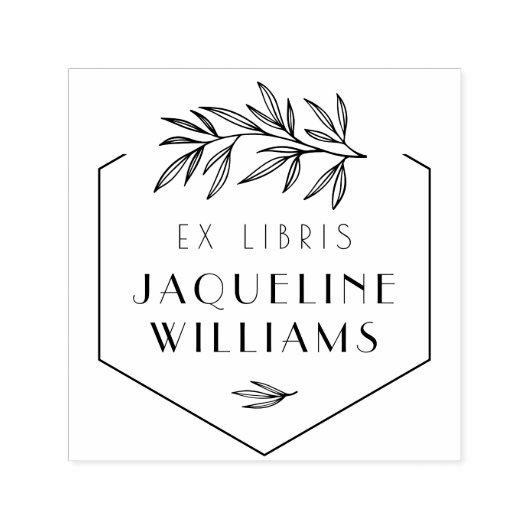 Tampon Auto-encreur Ex-libris personnalisé de bibliothèque botanique P (Design)