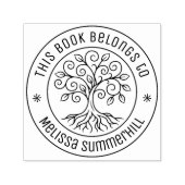 Tampon Auto-encreur Ex-libris rond en forme d'arbre (Design)