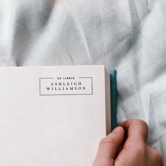 Tampon Auto-encreur Ex Libris Rouge Élégant Nom Personnalisé Étiquette