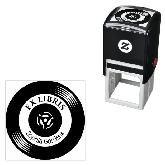 Tampon Auto-encreur Ex Libris Vinyl Record (En situation)