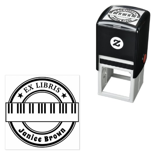 Tampon Auto-encreur Ex Libris with Piano Keys | music (En situation)