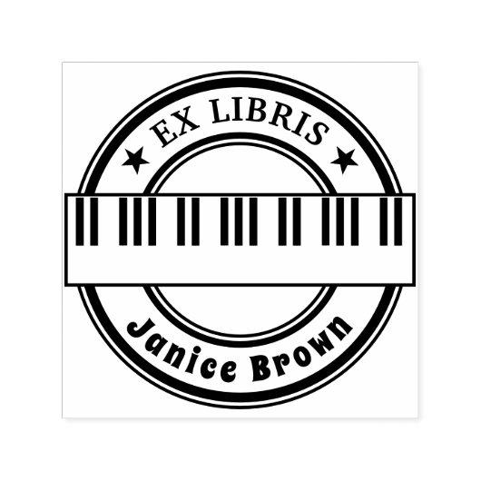 Tampon Auto-encreur Ex Libris with Piano Keys | music (Design)