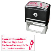 Tampon Auto-encreur Examen des travaux scolaires + Nom personnalisé Ti (En situation)