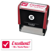 Tampon Auto-encreur "Excellent !" + Nom de l'enseignant sur mesure (En situation)