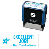 Tampon Auto-encreur "EXCELLENT TRAVAIL !" + Nom de l'enseignant Timbre (En situation)