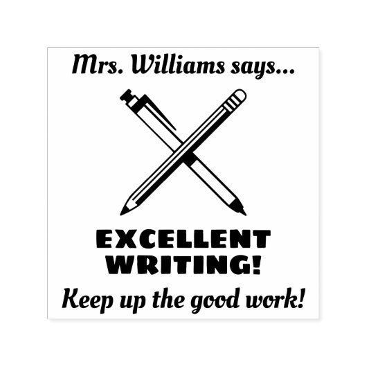 Tampon Auto-encreur Excellente écriture sur mesure enseignant louange (Design)