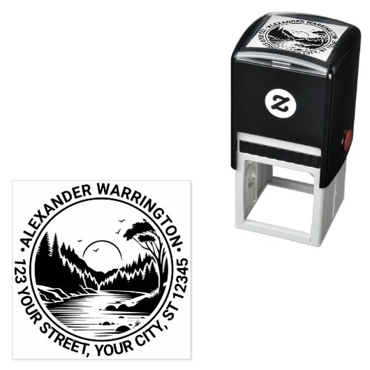 Tampon Auto-encreur Extérieur : River Stream Trees Nom du soleil Ret A (En situation)