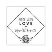 Tampon Auto-encreur Fabriqué Avec Amour Cadre Fleur Lotus Personnalisé (Design)