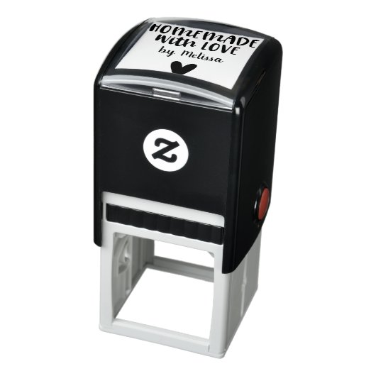 Tampon Auto-encreur Fabriqué maison avec amour Script Heart (Produit)