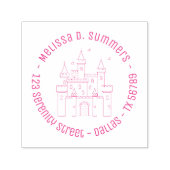 Tampon Auto-encreur Fairytale Medieval Royal Castle Round Adresse (Design)