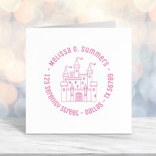 Tampon Auto-encreur Fairytale Medieval Royal Castle Round Adresse :